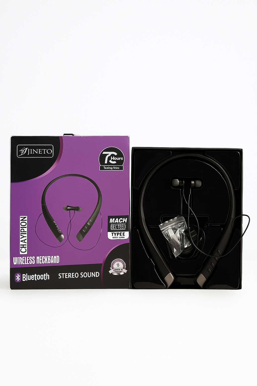 Jineto Champion Wireless Neckband | Bluetooth Stereo Sound | 7-Hour Battery | Type-C Charging | Sports Neckband