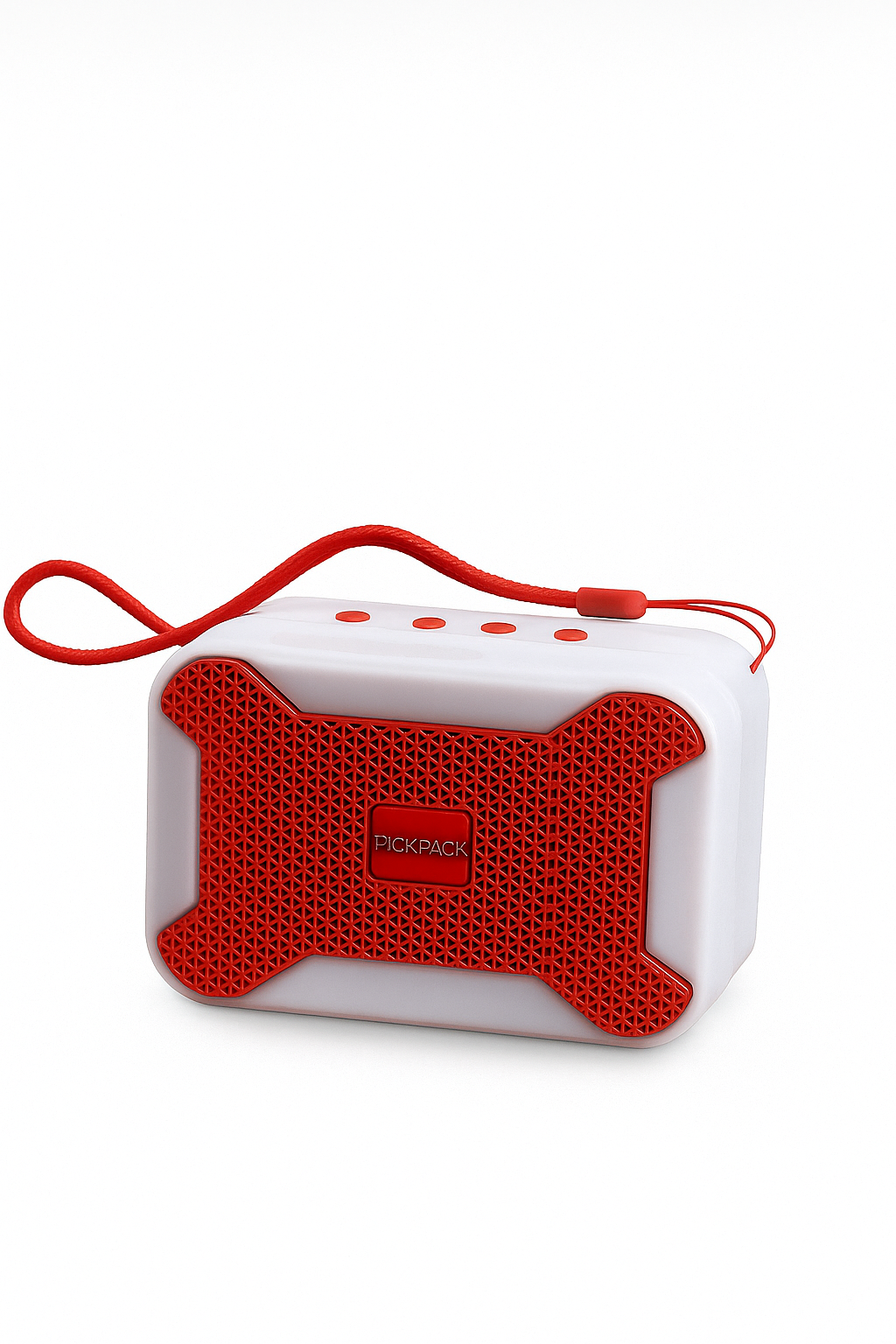 PickPack Wireless Bluetooth Speaker – Loud Sound, Portable Design, Red & White