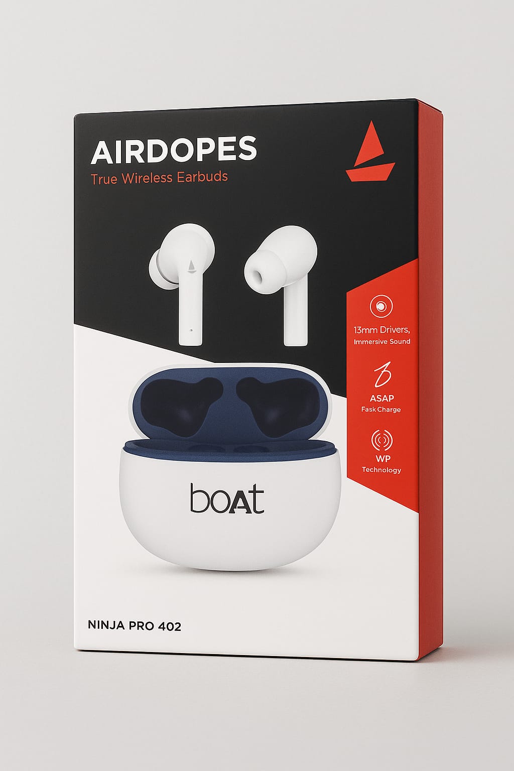boAt Airdopes Ninja Pro 402 True Wireless Earbuds – Immersive Sound, Fast Charging, IPX4 Water Resistant