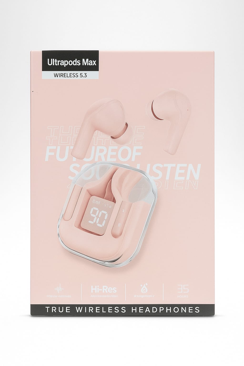 Ultrapeds Max Wireless 5.3 – True Wireless Headphones with LED Display ( Pink )