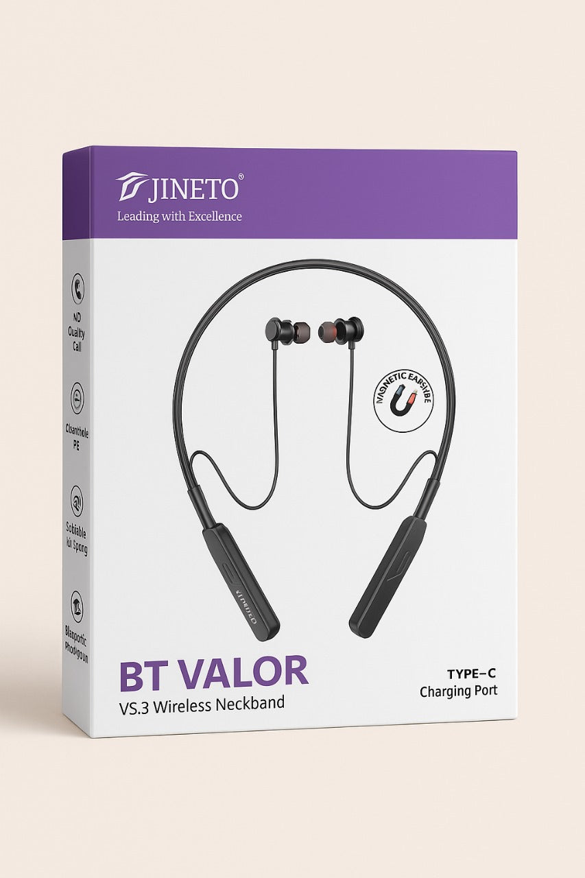 JINETO BT VALOR VS.3 Wireless Neckband with Type-C Charging
